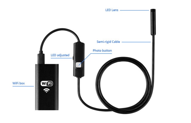 Camera Inspeção Boroscópio Wifi 1200p