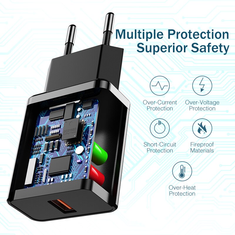 3a Carga R Pida 3 0 Carregador Usb Para Iphone 11 Pro 8 Parede Da Ue 1